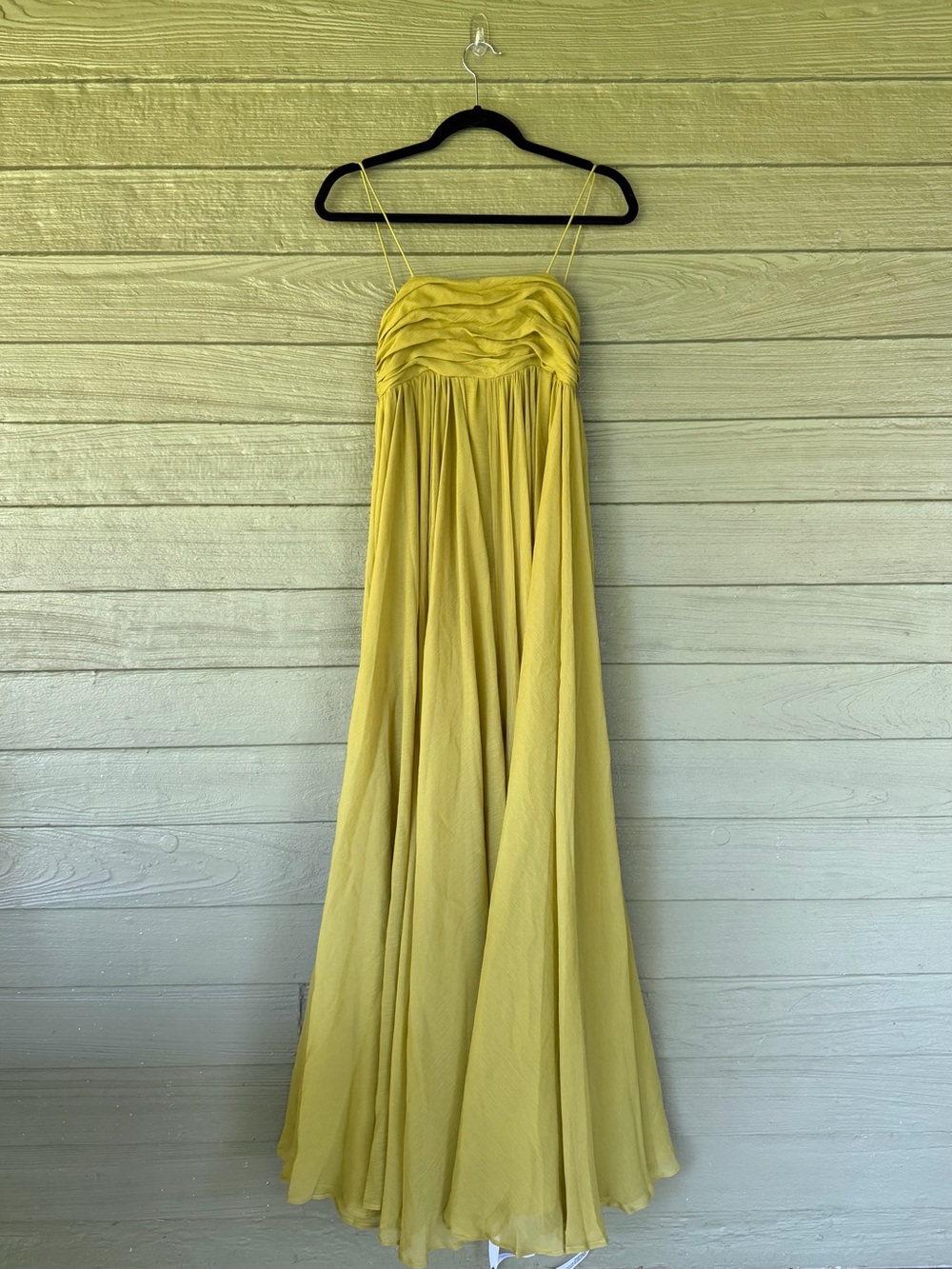 ARRANGE Super Full Trapeze Cami Godet Maxi Dress in Chartreuse